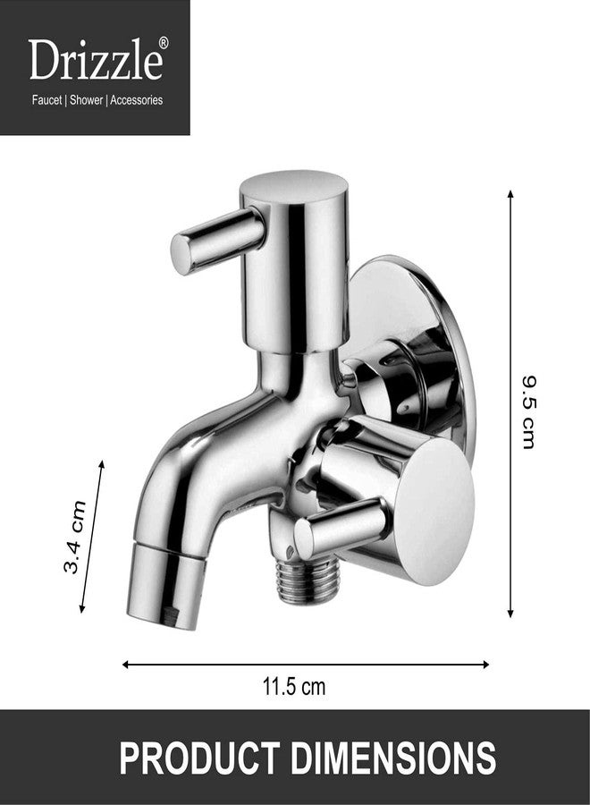 دريزل صنبور DRIZZLE Brass Flora 2 في 1 ثنائي الاتجاه / حنفيات الحمام / حنفية ربع دورة / حنفية تدفق الرغوة (فضي، تشطيب كروم، قطعتان) - Image 2